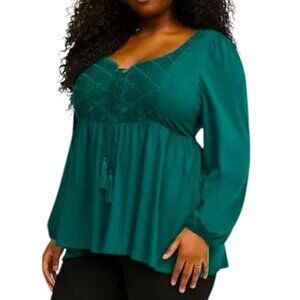 TORRID Super Soft‎ Slub Sweetheart Lace Up Peplum Top NWT